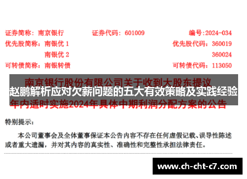 赵鹏解析应对欠薪问题的五大有效策略及实践经验