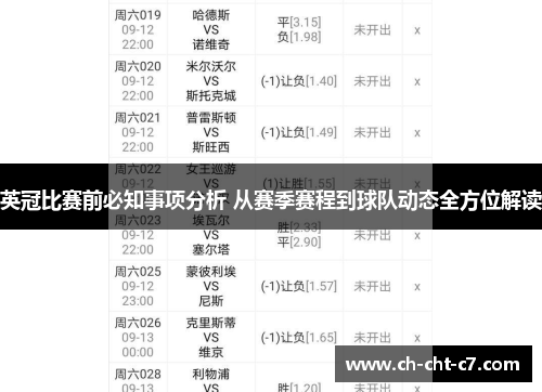 英冠比赛前必知事项分析 从赛季赛程到球队动态全方位解读
